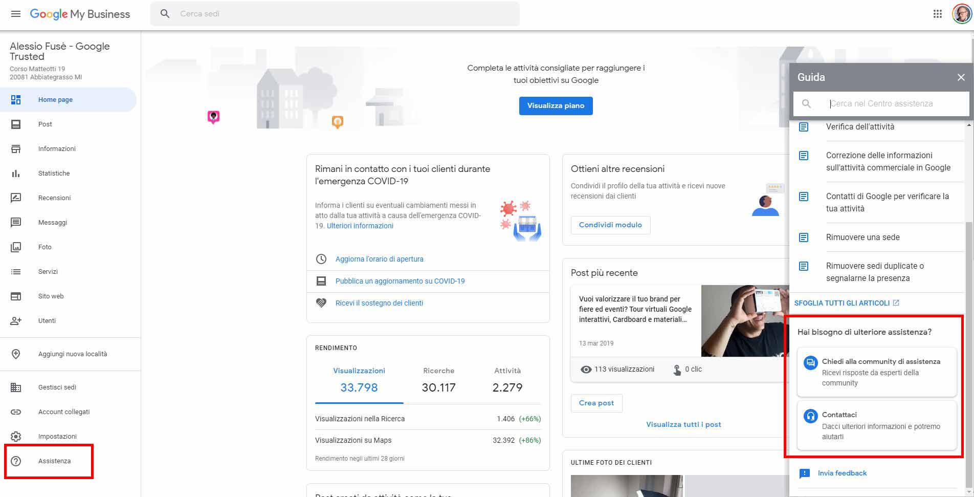 assistenza Google My Business Assistenza Google - contattare google
