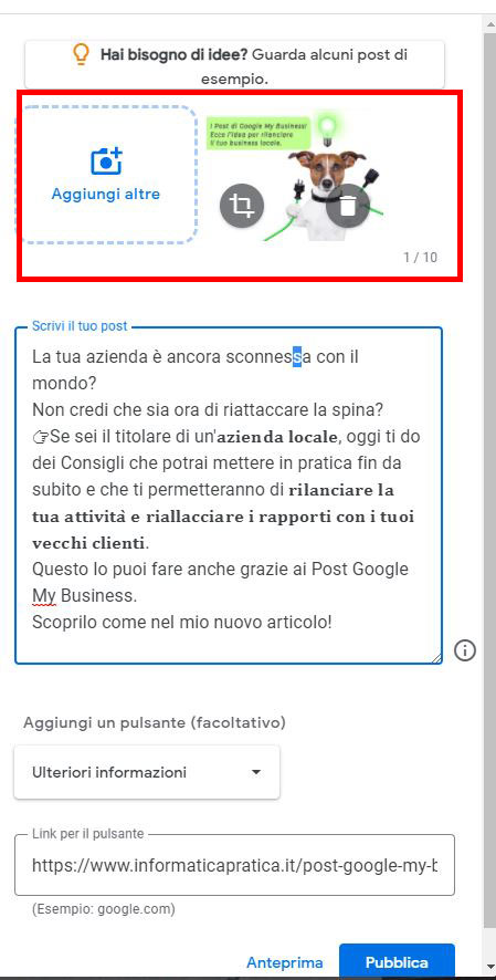 esempio post google